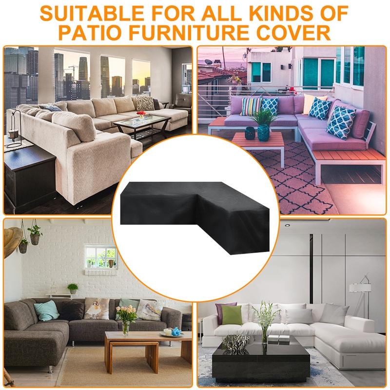 210X270X85Cm Black Outdoor Corner Sofa Cover For Garden Furniture