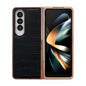 For Samsung Galaxy Z Fold4 5G Crocodile Leather Phone Case - Electroplated - Black