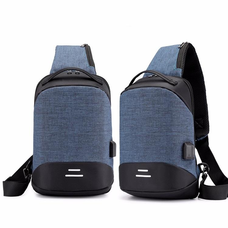 Versatile Oxford Shoulder Bag With Earphone & Usb - Gray