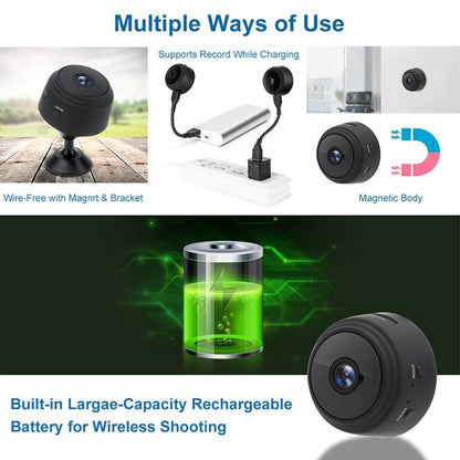 Wireless 1080P Camera With Night Vision & Motion Detection Tf Card & Bluetooth - Black