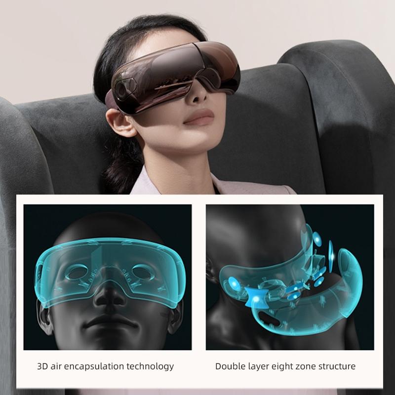 Smart Eye Massager With Hot Compress Air Pressure & Vibration - Black