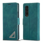 Leather Dual Side Buckle Phone Cover for Samsung Galaxy z Fold 4 - Dark Cyan