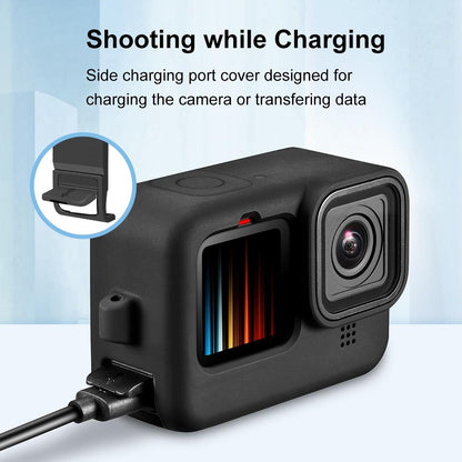 Silicone Protective Case with Wrist Strap and Lens Cover for Gopro Hero12