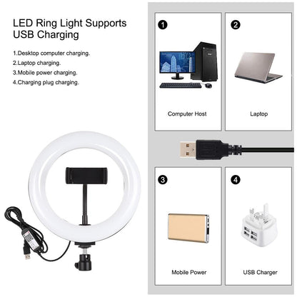 7.9 Rgbw Led Ring Light With Dual Colour Temperature And Phone Clamp
