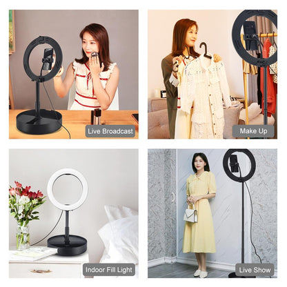 10.2 Dual-colour Led Ring Light with Usb Bluetooth Remote and Phone Holder - Black