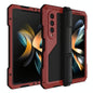 Waterproof Metal Phone Case with Folding Holder for Samsung Galaxy z Fold 4 - Red