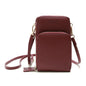 Women Pu Mobile Phone Shoulder Bag Large Capacity - Red Wine