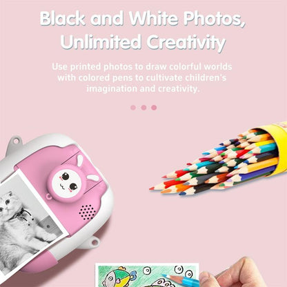 720P Hd Reversible Mini Digital Camera For Children - Cartoon Print - Green