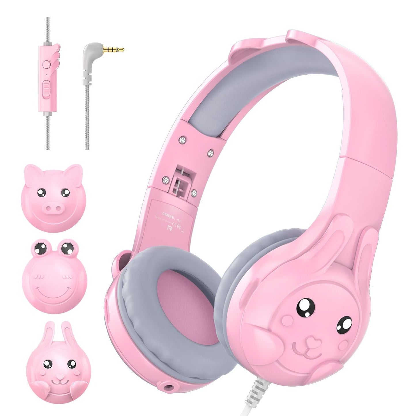 Kids Wired Over-Ear Earphone With Mic 1.5M - Pink