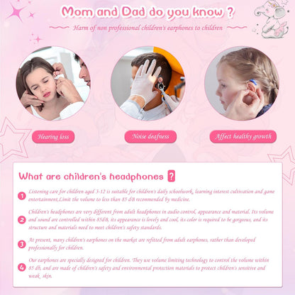 Kids Wired Over-Ear Earphone With Mic 1.5M - Pink