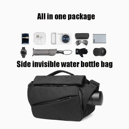Waterproof Men Messenger Bag With Usb Charging Port Multifunctional Design - Black