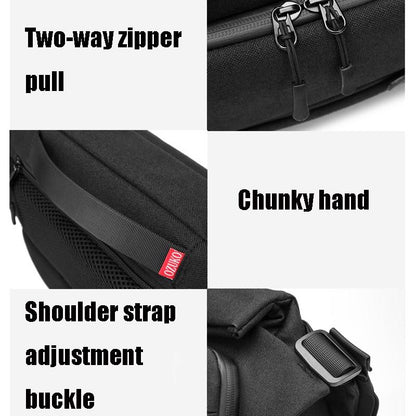 Waterproof Men Messenger Bag With Usb Charging Port Multifunctional Design - Black