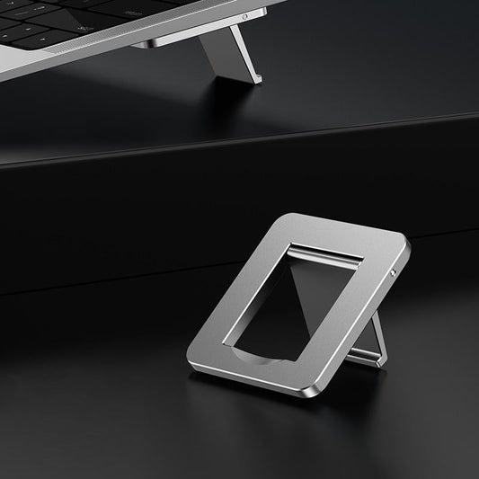 Desktop Folding Notebook Stand With Invisible Height Increase And Storage - Silver