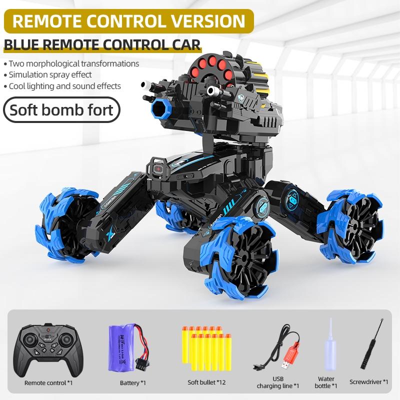 Remote Control Car with Soft Bomb - Four-wheel Battle Blooming Tire Spray - Green