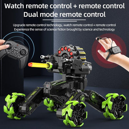 Remote Control Car with Soft Bomb - Four-wheel Battle Blooming Tire Spray - Green