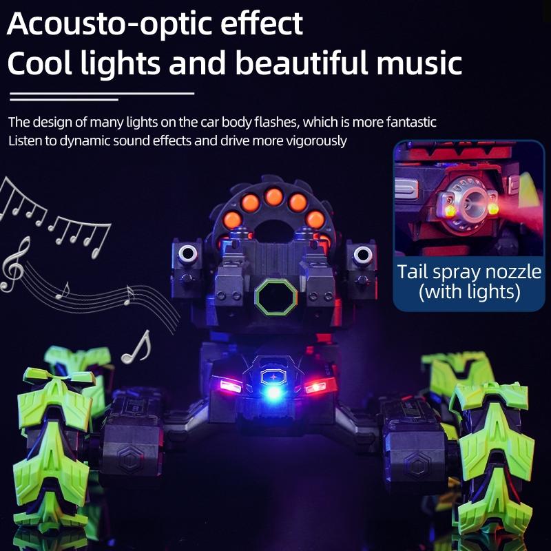 Remote Control Car with Soft Bomb - Four-wheel Battle Blooming Tire Spray - Green