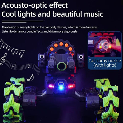 Remote Control Car with Soft Bomb - Four-wheel Battle Blooming Tire Spray - Green