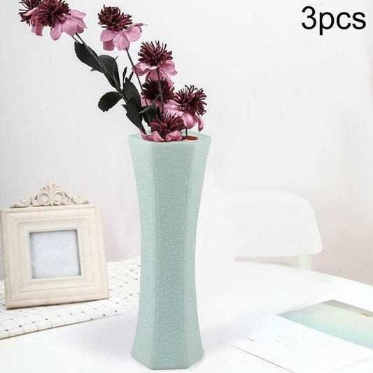 3-Piece Plastic Hydroponic Vase Set For Creative Home Decor - Green