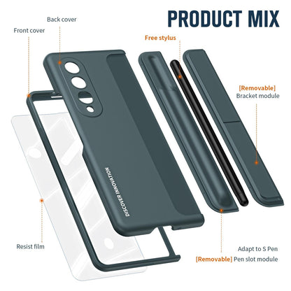 For Samsung Galaxy z Fold4 5G Samsung Galaxy z Fold4 2-in-1 Detachable Folding Case with Holder & Pen Slot - Grey Green