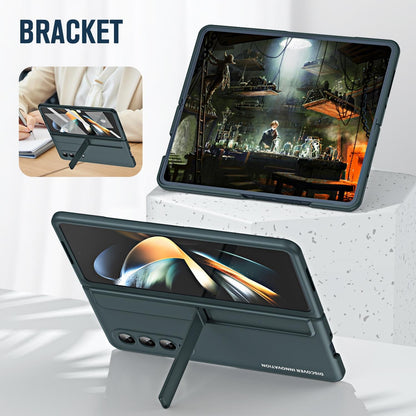 For Samsung Galaxy z Fold4 5G Samsung Galaxy z Fold4 2-in-1 Detachable Folding Case with Holder & Pen Slot - Grey Green