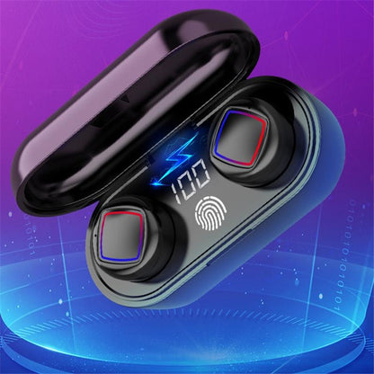 Wireless Fingerprint Touch Earbuds with Led Display and Charging Case - White