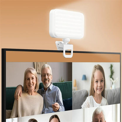 Rechargeable Clip-On Selfie Light With 66 Leds - 3 Modes For Phone Laptop Tablet - Black