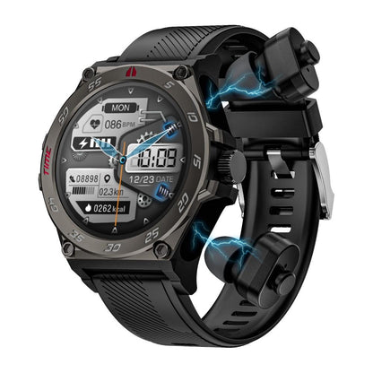 1.53 Inch Ip67 Bt5.0 Sport Smart Watch With Earbuds Support Bluetooth Call / Sleep / Blood Oxygen / Heart Rate / Blood Pressure Health Monitor - Blue