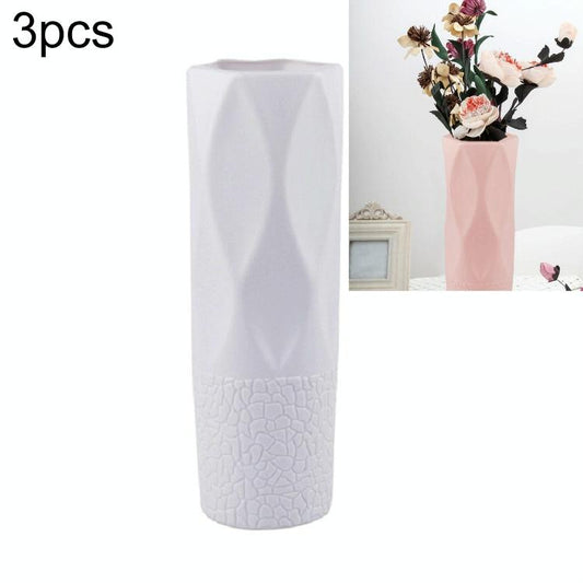 3-Piece Plastic Vase Set For Dry And Wet Flower Arrangements And Floral Decor - Gray