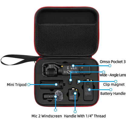 Dji Pocket 3 Camera Handbag - Storage Bag - Black Shell Red Inner