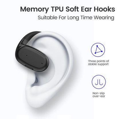 Wireless Single Ear Bluetooth Earphone - Hanging Ear Design - White