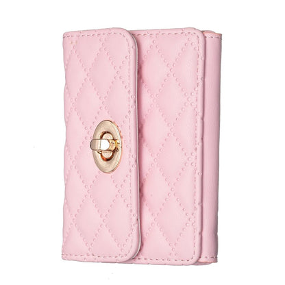 Horizontal Card Bag Mobile Phone Back Sticker With Metal Buckle - Pink