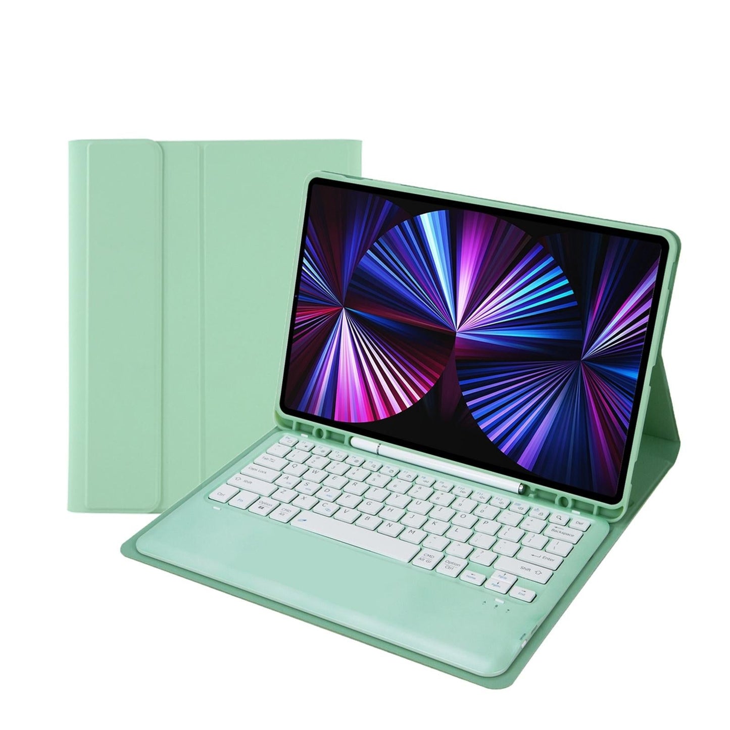 Detachable Bluetooth Keyboard Leather Case For Ipad Pro 12.9 2021 / 2020 / 2018 With Pen Slot - Pink