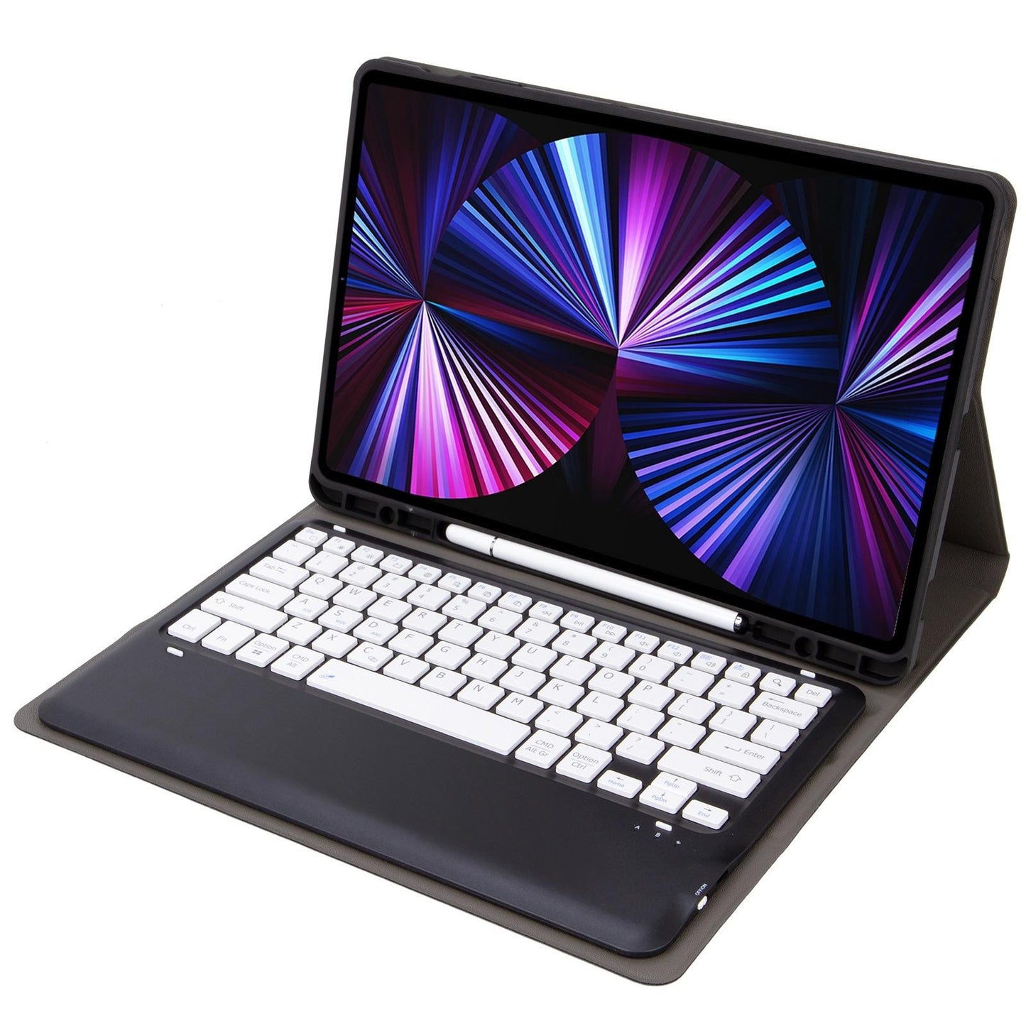 Detachable Bluetooth Keyboard Leather Case For Ipad Pro 12.9 2021 / 2020 / 2018 With Pen Slot - Pink