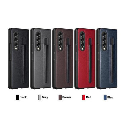 For Samsung Galaxy Z Fold4 5G Litchi Texture Hinge Case - Grey