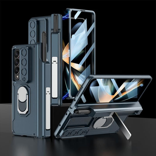 For Samsung Galaxy Z Fold4 5G Magnetic Phone Case With Pen Holder - Foldable - Green