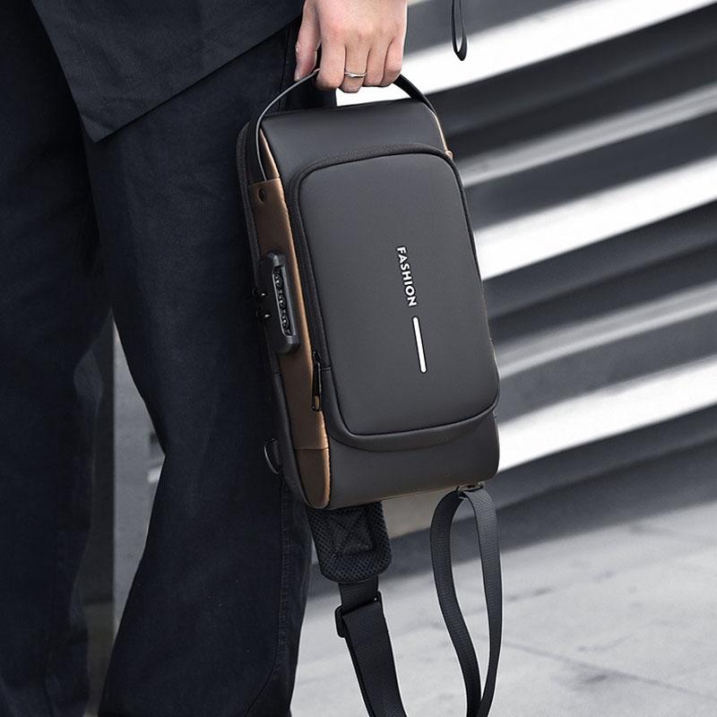 Waterproof Usb Crossbody Backpack For Sports - Black