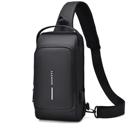Waterproof Usb Crossbody Backpack For Sports - Black