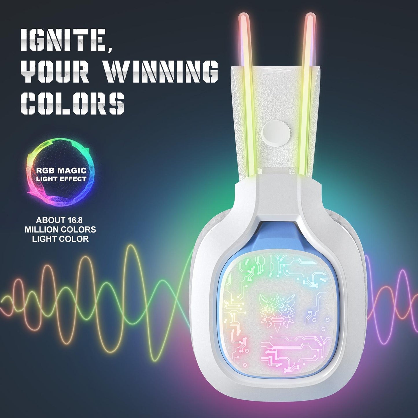 Colourful Light Gaming Headset With Mic 1.8M Cable - White