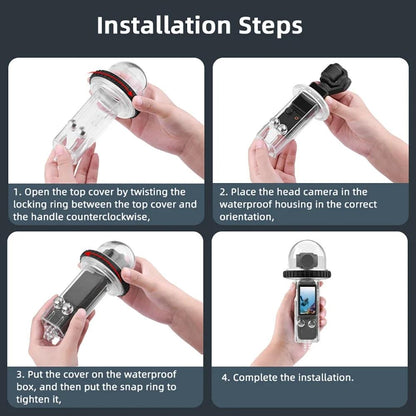 Waterproof Diving Housing For Dji Pocket 3 - 40M Depth - Black Handle