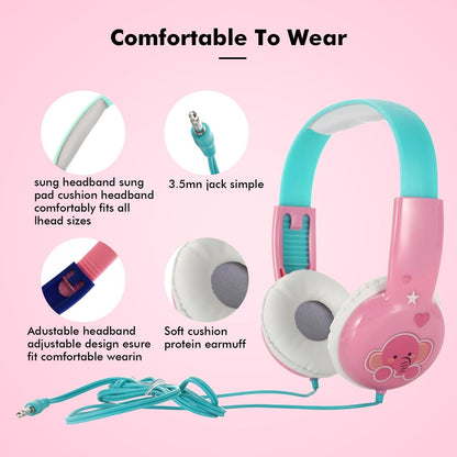 Portable Children'S Wired Headphones - Black Yellow