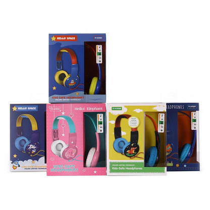 Portable Children'S Wired Headphones - Black Yellow