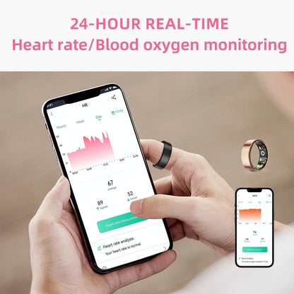 Smart Ring With Heart Rate Blood Oxygen Sleep & Sports Modes - Size 13 - Gold