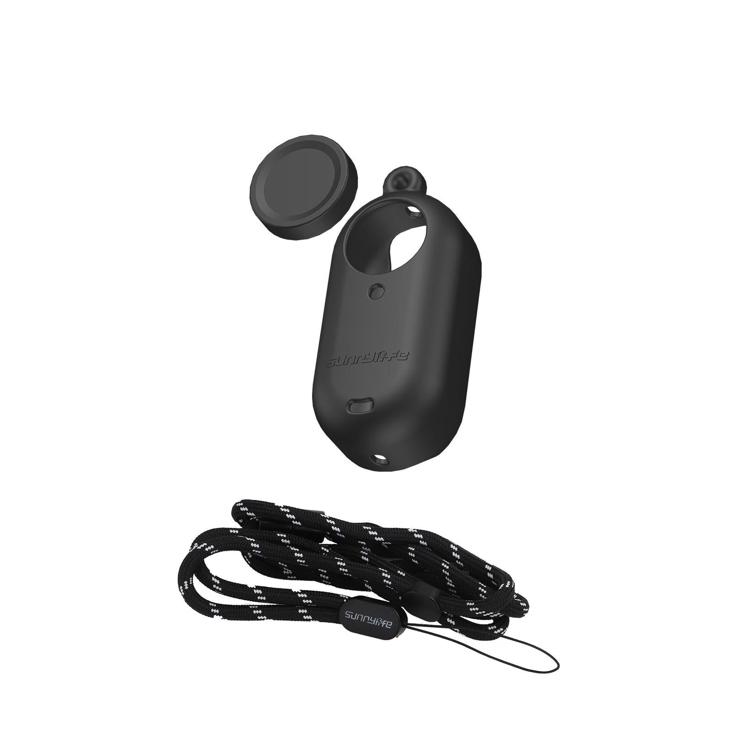 Silicone Camera Body Case with Lens Cap and Neck Strap for Insta360 Go 3 - White