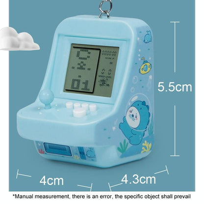 Mini Arcade Game Keychain - Portable Building Block Toy - Blue