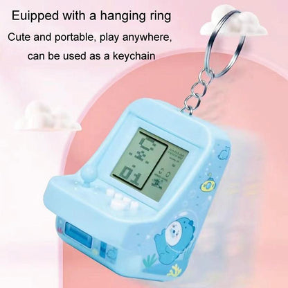Mini Arcade Game Keychain - Portable Building Block Toy - Blue