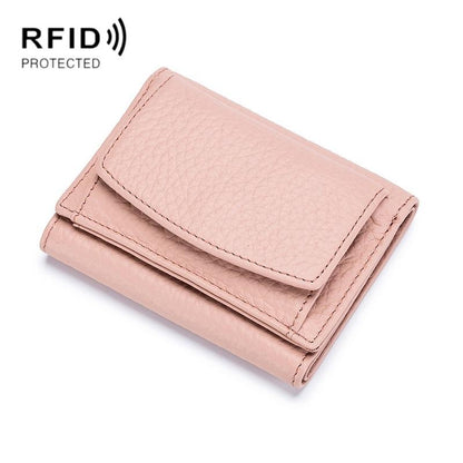 Compact Rfid Leather Coin Purse Wallet - Secure & Stylish - Purple
