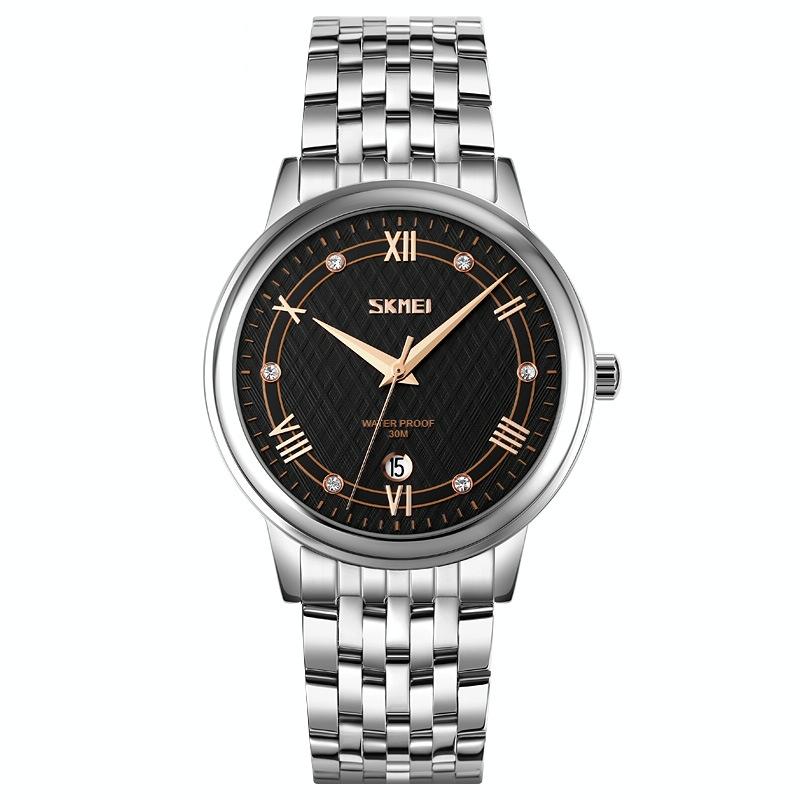 Waterproof Quartz Watch with Stainless Steel Buckle for Men - Gold And Silver