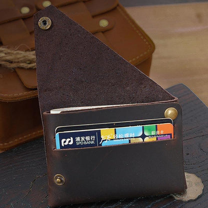 Leather Card Holder For Bank Cards Black - Yellow Brown