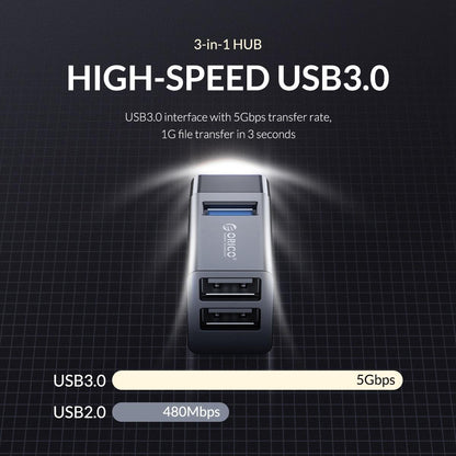 3-In-1 Usb Aluminum Mini Hub Adapter - Gray