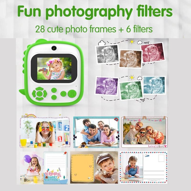 Instant Printing Camera with 2.4 Hd Screen and 32gb Tf Card - Green